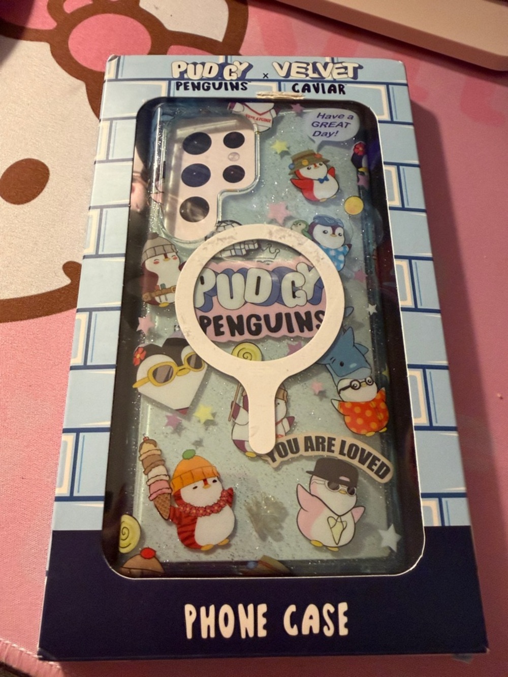 Velvet Caviar Pudgy Penguins Glitter Phone Case - Blue, Pink, Yellow